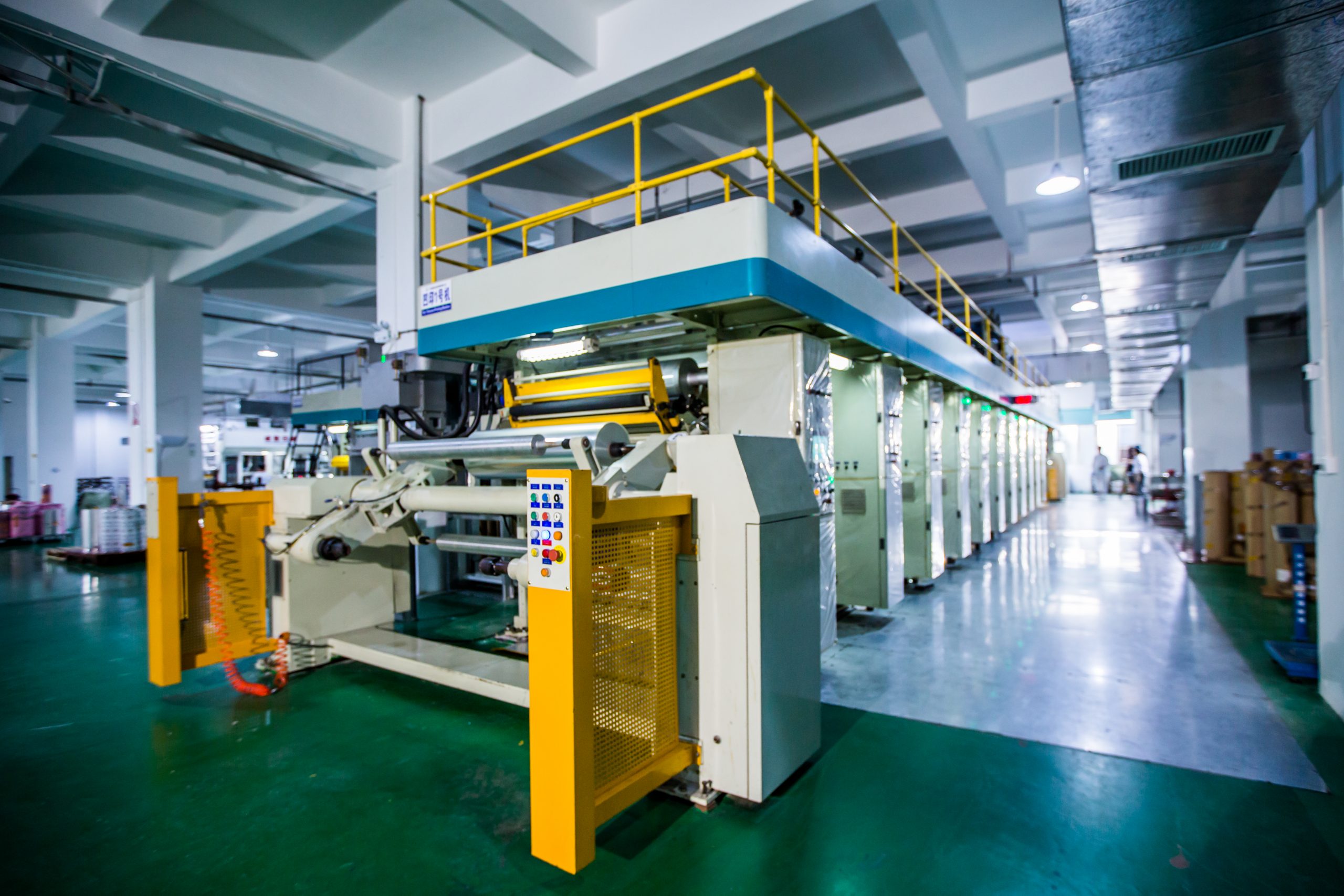 Production floor inside Lion Packaging's pouch manufacturing factory